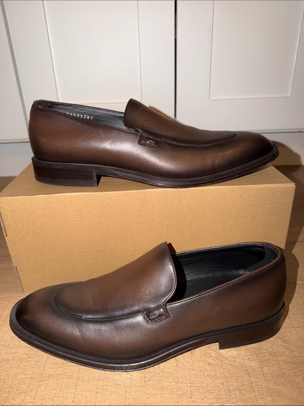 Boss Brown Leather Slip-On Loafers for Men WORN ONCE!
